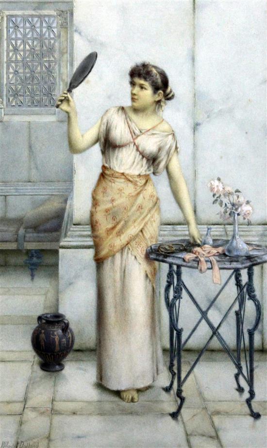 William Anstey Dolland (1858-1929) Playmates and Vanity, 15.5 x 9.5in.